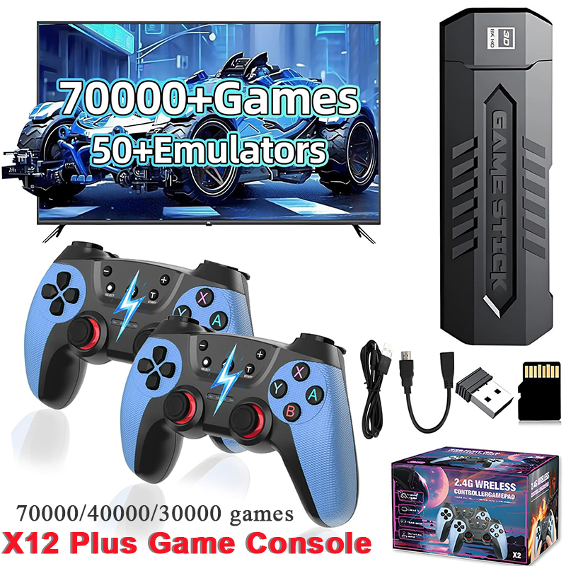 Gaming Console Chinese - X2 รีโทรเกมสติ๊ก 128GB 70000/30000+ เกมไร้สายคอนโทรลทีวีคอนโซลวิดีโอเกมพกพาสำหรับ PS1/N64/GBA