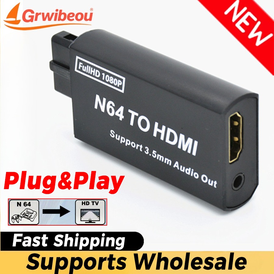 Gaming Console Nintendo - Grwibeou 1080P N64 เป็นตัวแปลง HDMI เกมอะแดปเตอร์ปลั๊กและเล่น