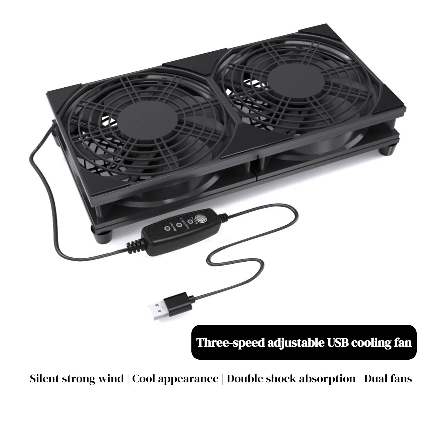 Console Cooling Fan - พัดลมระบายความร้อนแบบ USB คู่ พร้อมระบบควบคุมความเร็ว 3 ระดับ