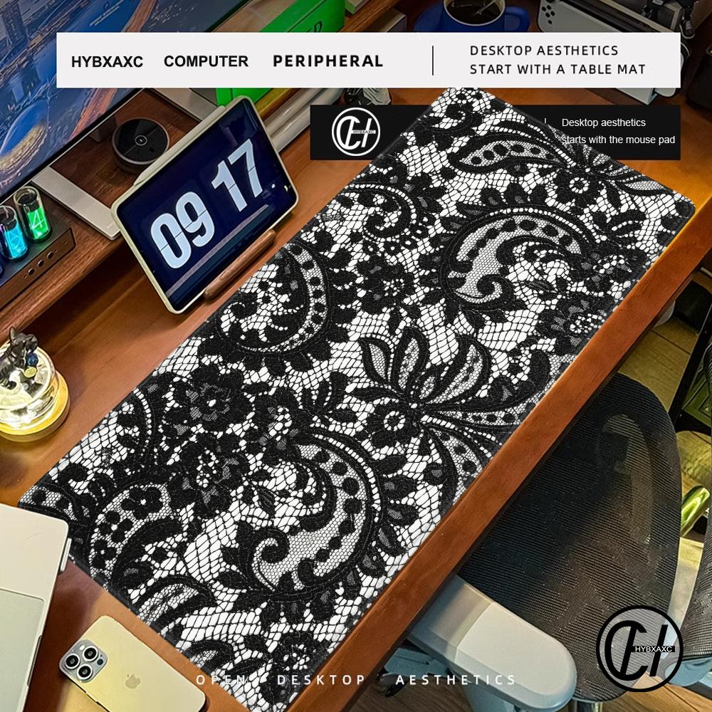 Gaming Console Design - แผ่นรองเมาส์ลายลูกไม้สำหรับตกแต่งโต๊ะทำงาน อุปกรณ์เสริมสำนักงาน แผ่นรองคอมพิวเตอร์ แล็ปท็อป คีย์บอร์ด เมาส์