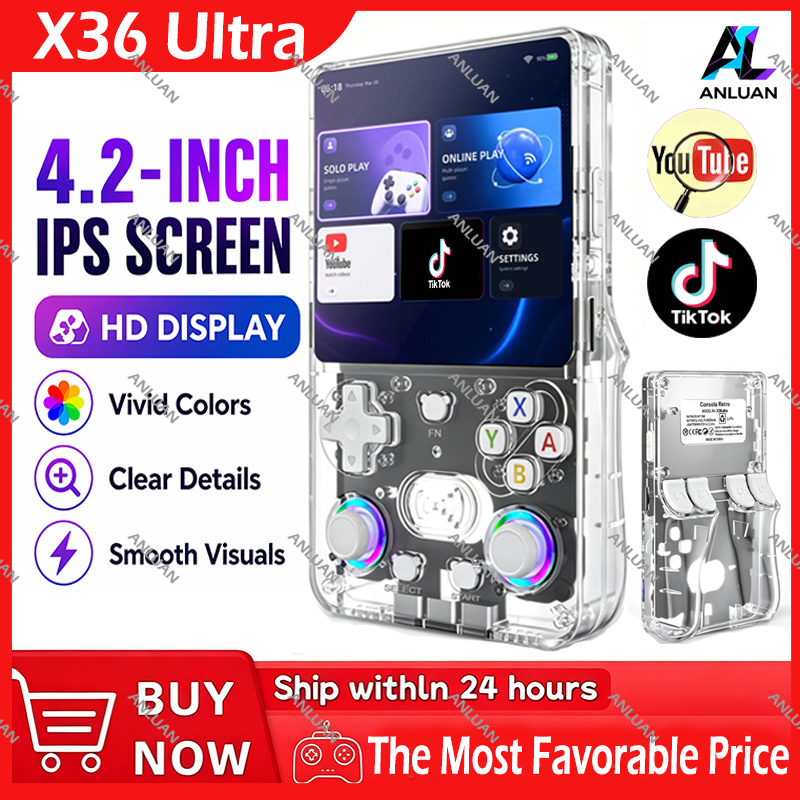 Gaming Console Android - เครื่องเล่นเกมพกพา X36 Ultra All-In-One Retro หน้าจอ