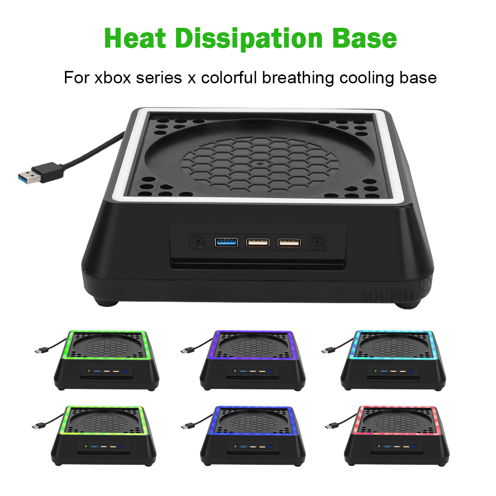 Console Cooling Fan - สำหรับเอกซ์บอกซ์ ซีรีส์ เอ็กซ์คอนโซลพัดลมระบายความร้อนไฟ LED การกระจายความร้อนภายนอกมัลติฟังก์ชั่นขาตั้งระบายความร้อน 3