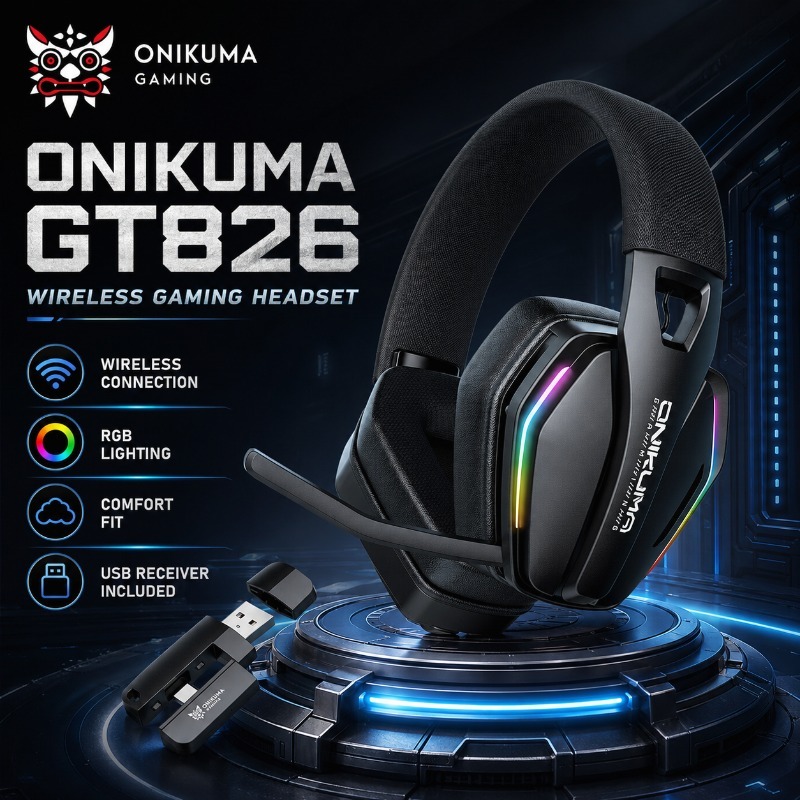 Gaming Console In Amazon - ONIKUMA GT826 ชุดหูฟังสำหรับเล่นเกมไร้สายบลูทูธ RGB ไลท์เกมเมอร์หูฟังความหน่วงต่ำพร้อมไมโครโฟนสำหรับ PC